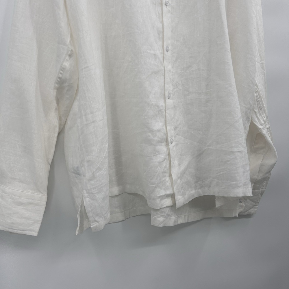 Mens‎ 100% Linen Button Down Long Sleeve Shirt Size XXL White Beachy Wedding - Picture 8 of 14